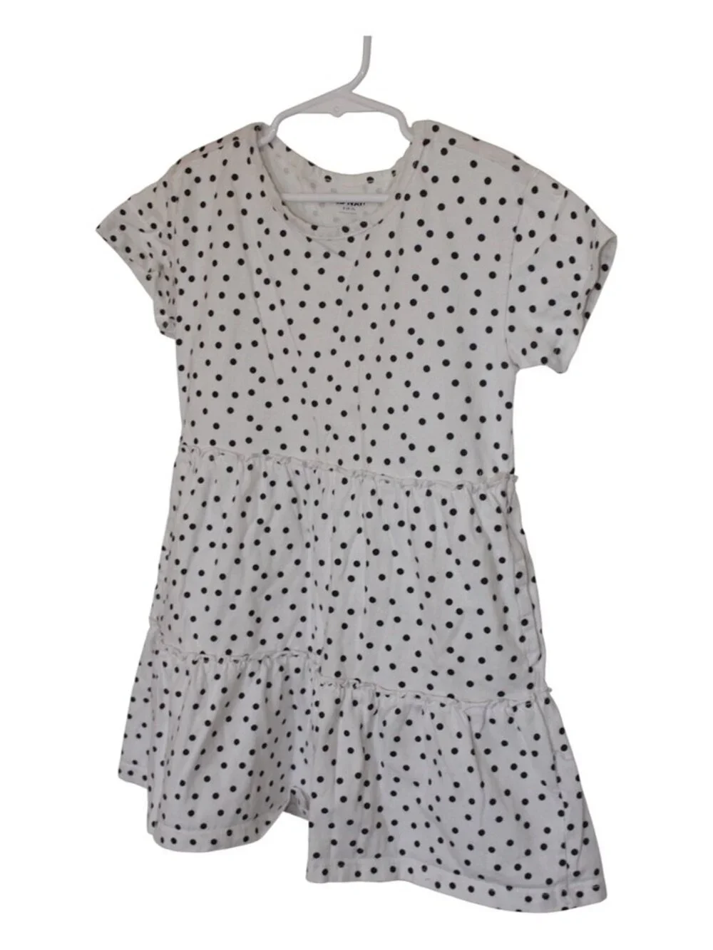 Girl's Black and White Polkadot Cotton Playdress (6/7)